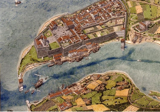 'Portus Victoriae', una de las 13 láminas del estudio vertebrado por diferentes e importantes épocas históricas.