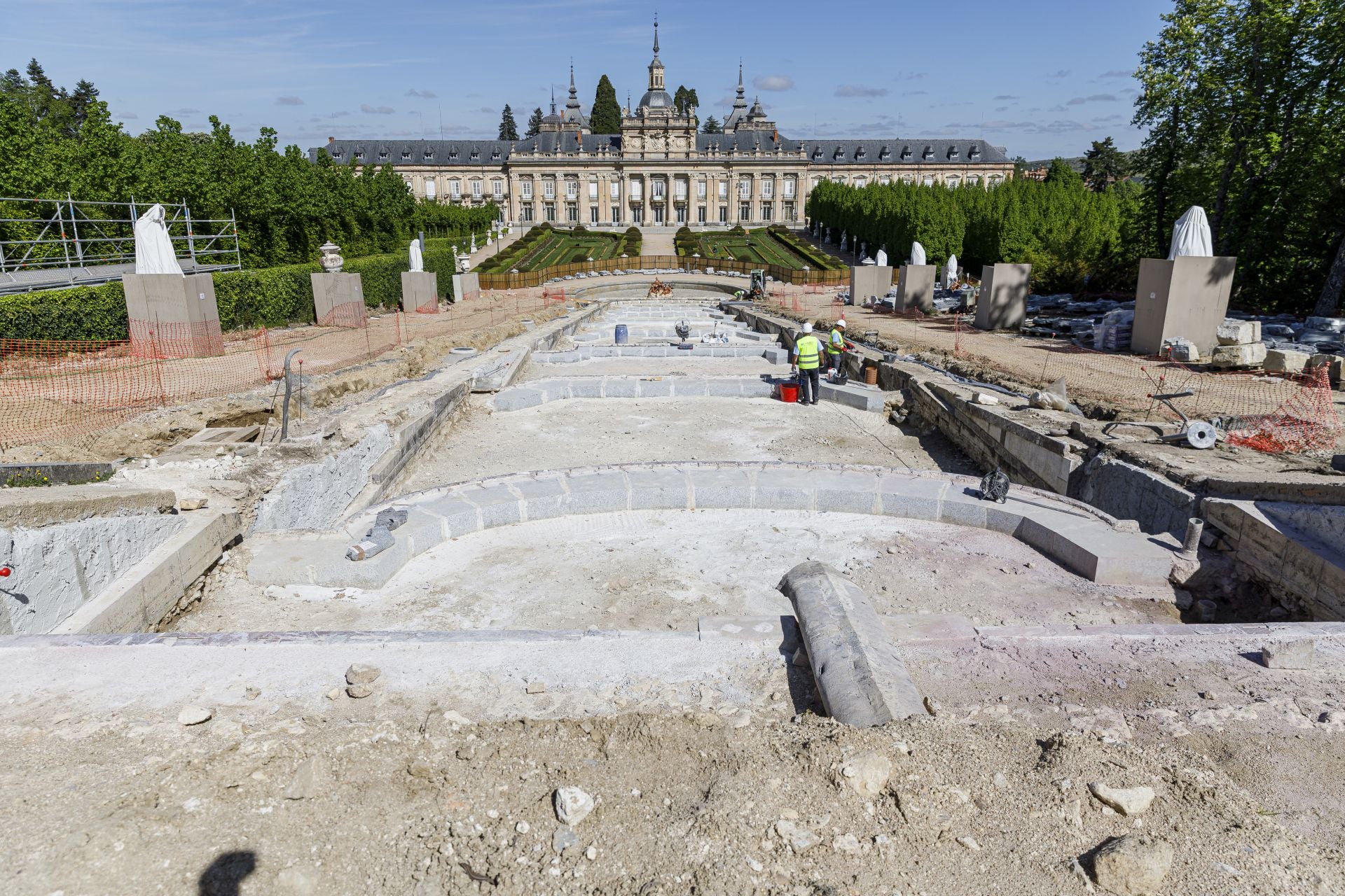 Fotos de las obras para restaurar la fuente más grande de La Granja de San IIdefonso