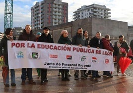 La Junta de Personal Docente de León en una protesta en diciembre de 2024.