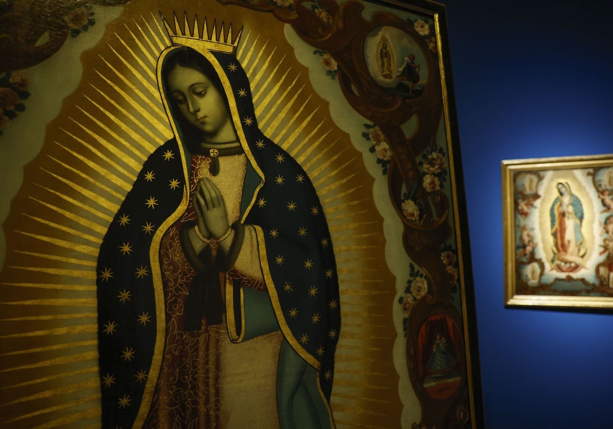 Pintura de la Virgen de Guadalupe que forma parte de la exposición del Museo del Prado.